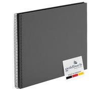 goldbuch 25 525 Bella Vista Album Photo à Spirales 35 x 30 x 1,5 cm - Spirale de 2,8 cm - 40 Pages Noires, Couverture Avant en Lin, Livre Photo pour Photos et Photos à Coller, Gris
