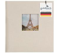 goldbuch 27723 Album Photo avec découpe Bella Vista Album Photo 30 x 31 cm Album Photo 60 Pages Blanches avec intercalaires en pargamin, Livre Photo en Lin, Gris Sable
