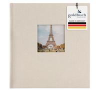 goldbuch 27943 Album Photo avec découpe Bella Vista Album Photo 30 x 31 cm Album Photo 60 Pages Noires avec intercalaires en pargamin, Livre Photo en Lin, Gris Sable