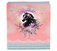 goldbuch 33 141 Classeur Luna à levier 28,5x32x8cm couverture en impression artistique Agrafeuse à levier en métal Motif Cheval Porte-documents Classeur pour fille garçon Rose