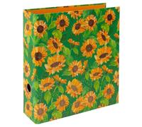 goldbuch 33 548 - Classeur à levier en métal - Motif tournesol - Couverture imprimée avec motif de tournesol et gaufrage doré - Environ 28,5 x 32 x 8 cm - Classeur sur pied - Vert