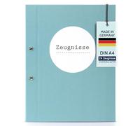 Goldbuch 36113 chemise de certificat turquoise pastel, chemise de certificat DIN A4, chemise de documents avec bouchon à vis et 12 pochettes, environ 24 x 31,5 x 2 cm