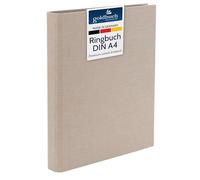 goldbuch 37 211 Summertime Classeur à anneaux A4 Beige Dimensions 32 x 27,5 x 4,5 cm Classeur avec mécanisme à 4 anneaux et pince de serrage Format A4 Couverture en lin Marron clair