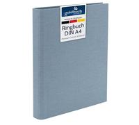 goldbuch 37 213 Summertime Classeur à anneaux A4, bleu-gris, 32 x 27,5 x 4,5 cm, classeur avec mécanisme à 4 anneaux et étrier de serrage, format A4, classeur à anneaux en lin, gris clair