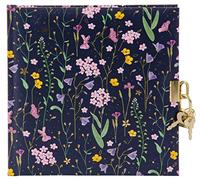 goldbuch 44 154 Meadow Miracles Blue Journal intime avec cadenas et 2 clés Motif fleurs 16,5 x 16,5 x 1,5 cm Journal 96 pages blanches Couverture Impression artistique Livre pour notes en bleu