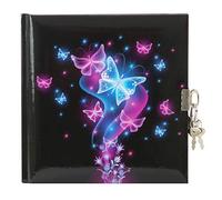 goldbuch 44577 Journal intime, motif papillon, 96 pages blanches, avec cadenas, noir, rose et bleu