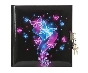 Goldbuch 44577 Journal intime, motif papillon, 96 pages blanches, avec cadenas, noir, rose et bleu