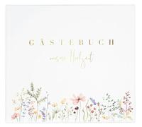 goldbuch 50 044 Blumenliebe Livre d'or de Mariage avec 100 Pages illustrées, Couverture Rigide, Impression d'art avec Motif Floral et gaufrage doré, env. 24,5 x 22,5 x 3,5 cm