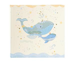 goldbuch 50 395 Blue Whale, Journal intime pour nouveau-né avec 100 pages illustrées, impression d'art, couverture avec motif baleine, env. 24,5 x 22,5 x 3,5 cm, album en bleu et beige