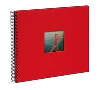 goldbuch Bella Vista 25984 Album Photo à Spirales avec découpe Photo, 35 x 30 cm, 40 Pages Noires, en Lin, pour Photos et Photos, à Coller, Rouge