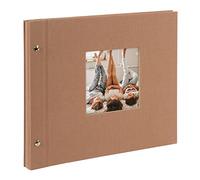 goldbuch Bella Vista 26 719 Album photo à vis Noisette 30 x 25 x 2 cm Album photo 40 pages noires Album photo en lin avec fenêtre découpée Marron noisette