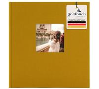 goldbuch Bella Vista 27 320 Album photo avec découpe pour photo moutarde 30 x 31 cm 60 pages blanches avec intercalaires en cristal et reliure en lin jaune