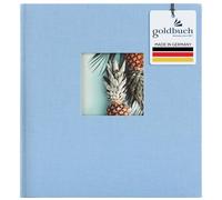 goldbuch Bella Vista 27 729 Album photo avec découpe photo Bleu ciel 30 x 31 cm 60 pages blanches avec intercalaires en cristal et reliure en lin Bleu