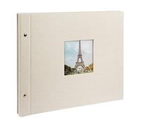 goldbuch Bella Vista 28523 Album Photo à Visser avec découpe pour Photos 39 x 31 cm 40 Pages Noires avec intercalaires en Papier parchemin Gris Sable