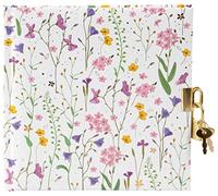 Goldbuch Meadow Miracles 44 454 Journal intime blanc avec motif floral, carnet avec cadenas et 2 clés, dimensions 16,5 x 16,5 x 1,5 cm, journal intime, 96 pages blanches, couverture artistique, livre