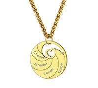 GoldChic Bijoux Or Graver Personnalisé Femme Plusieurs 4 Prenom Pendentif d Amitié des Enfants Collier pas Cher a Personnaliser Arbre Genealogique de Vie Doré Cadeau Fête des Mères Noël Mariage