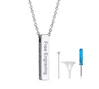 GoldChic Chaine Acier Inoxydable Prénom Personnalisé Collier Femme Urne Funéraire Cendre Crémation Pendentif Aile Souvenir Animaux Chien Chat Nom Gravé Commémoration Argenté Bijoux Cadeau Pâque