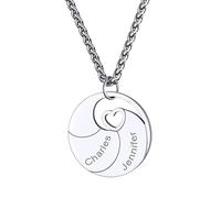 GoldChic Collier 2 Prénom Personnalisé Pendentif Arbre de Vie Genealogique Amazon Premium Chaine Spiga 55cm Acier Inoxydable Bijoux Cadeau Noël Fête des Mères Mariage Valentin