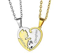 GoldChic Collier Amitié Personnalisé des Enfants pour 2/3/4/5/6 Prenom Pendentif Chat BFF Puzzle Séparé Coeur Chaine Femme Fine Rolo Foract Acier [Argenté/Or/Noir]-Cadeau Noël Fêtes des Mères Mariage