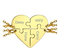 GoldChic Collier Amitié Pour 4 Prenom Personnalisé Argent 925 Chaine Femme Bff Forçat Rolo Enfant Acier Inoxydable Pendentif Personnalisable Famille Doré Cadeau Noël Fêtes des Mères Mariage Grâce