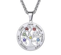 GoldChic Collier Amitie Pour 7 Personnalisable Prenom Personnalisé Pendentif Femme Enfant Inoxydable Infini Chaine Gravure Famille Silver Bijoux Cadeau Fête des Mères Noël Mariage