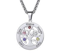 GoldChic Collier d'amitié Pour 5 Prenom Personnalisé Pendentif Bff des Enfants Famille Infini Chaine Femme Acier Inoxydable Personnalisable Silver Bijoux Cadeau Fête des Mères Noël Mariage