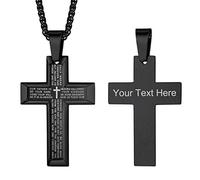 GoldChic Collier de Croix Noir Chretienne Gravure Homme Pendentif Inri Croix Femme Chaine avec Pendentif Religieux Acier Amulette de Protection