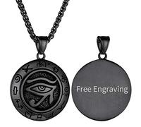 GoldChic Collier Égyptien pour Homme, Personnalisé Pendentif Oeil d'Horus avec Chaîne Acier Inoxydable, Hommes Bijoux Amulette