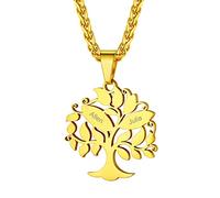 GoldChic Collier Femme Arbre de Vie Argent Personnalisé Prénom Enfants 925 Pendentif Genealogique Ras de Cou Chaine Spiga 55cm Acier Inoxydable Cadeau Maman Doré Bijoux Fête des Mères Noël Mariage
