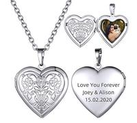 GoldChic Collier Femme Coeur Acier Inoxydable Personnalisable avec Photo, Chaine Pendentif Médaillon Ouvrable à Motif, Longueur de 50+5cm