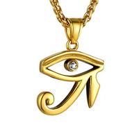 GoldChic Collier Oeil d'Horus Homme en Acier Inoxydable/Plaqué Or, Chaîne avec Pendentif Amulette Égyptienne, Bijou Cadeau pour Homme