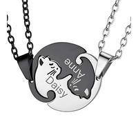 GoldChic Collier Personnalisé Prenom Bff Pendentif Amitié Enfant Famille Chaine Fine Rolo Foract Personnalisable Argent 925 Chaine Femme Inoxydable Noir Cadeau Noël Fêtes des Mères Mariage Grâce