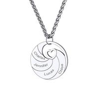 GoldChic Collier Personnalisé Prénom pour 4 Graver pour Maman de Nom d Arbre Généalogique Pendentif Chaine Spiga 55cm Acier Inoxydable Bijoux Cadeau Noël Fête des Mères Mariage Valentin
