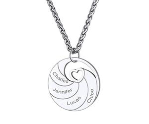 GoldChic Collier Personnalisé Prénom pour 4 Graver pour Maman de Nom d Arbre Généalogique Pendentif Chaine Spiga 55cm Acier Inoxydable Bijoux Cadeau Noël Fête des Mères Mariage Valentin