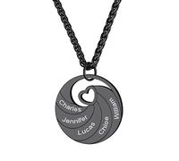 GoldChic Collier Prénom Personnalisé Argent 925 des Enfants Pendentif Ami bff Femme Arbre de Vie Genealogique Chaine Spiga 55cm Acier Ras de Cou Cadeau Maman Noir Bijoux Fête des Mères Noël Mariage