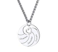 GoldChic Collier Prenom Personnalisé Plaqué Or Argent 925 des Enfants Pendentif Femme Arbre de Vie Genealogique Famille Chaine Spiga 55cm Acier Cadeau Maman Argenté Bijoux Fête des Mères Noël Mariage