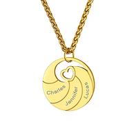 GoldChic Collier Prenom Personnaliser Amiti Bff Arbre Genealogique Plaqué Or Pendentif des Enfants Famille Chaine Spiga 55cm Acier Inoxydable Bijoux Cadeau Noël Fête des Mères Mariage Valentin