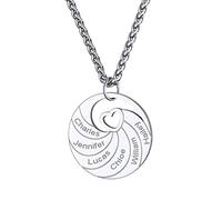GoldChic Idee Cadeau Maman Noel Bijoux Or avec Nom Pendentif Arbre de Vie Genealogique Collier Personnalisé 6 Prenom Enfants Chaine Spiga 55cm Acier Argenté Fête des Mères Noël Mariage