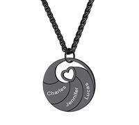 GoldChic Jewelry Bijoux Femme Personnalisé Prénom pour 3 Collier Arbre Genealogique de Vie Pendentif Cadeau Maman Noel Chaine Spiga 55cm Acier Inoxydable Cadeau Noël Fête des Mères Mariage Valentin