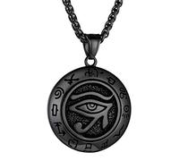 GoldChic Jewelry Collier Égyptien pour Homme, Pendentif Oeil d'Horus avec Chaîne Acier Inoxydable, Hommes Bijoux Amulette