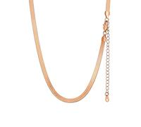 GoldChic JEWELRY Collier Femme Court de 38cm Plaqué Or Rose, Chaîne Ras de Cou à Maille Miroir 5mm de Large, Women Snake Chain