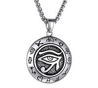 GoldChic Jewelry Collier Oeil d'Horus pour Homme, Pendentif Rune Égyptien avec Chaîne Acier Inoxydable, Homme Bijoux Fantaisie