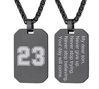 GoldChic Jewelry Collier Plaque Militaire Pendentif Prénom Personnalisé Lisse Homme Médaillon Acier Inoxydable Argent/Noir/Or Bijoux Personnalisable Chaine 73cm+5cm Cadeau Noël Fête des Mères Pères