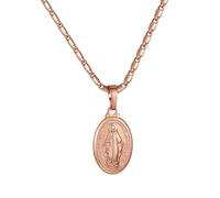 GoldChic Jewelry Collier Saint Marie Femme en Cuivre Plaqué Or Rose, Pendentif Médaille Vierge Marie avec Chaîne Ajustable de 50+5cm