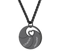 GoldChic Jewelry Pendentif Personnalisé 2 Prenoms Collier Prénom Arbre de Vie Gravé Amiti Amazon Premium Chaine Spiga 55cm Acier Inoxydable Bijoux Cadeau Noël Fête des Mères Mariage Valentin