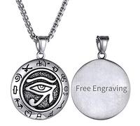 GoldChic Jewelry Personnalisé Collier Oeil d'Horus pour Homme, Pendentif Rune Égyptien avec Chaîne Acier Inoxydable, Homme Bijoux Fantaisie