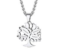 GoldChic Pendentif Arbre de Vie avec Prénom Enfants Collier Genealogique Amitie Bff Personnalisation Chaine Spiga 55cm Acier Inoxydable Bijoux Cadeau Noël Fête des Mères Mariage Valentin