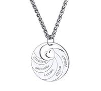 GoldChic Pendentif Arbre de Vie Genealogique Personnaliser Collier Personnalisé 6 Prénom Enfants Femme Argent 925 Graver Chaine Spiga 55cm Cadeau Maman Argenté Bijoux Fête des Mères Noël Mariage