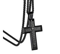 GoldChic Pendentif Croix Chretienne Bible Collier Homme Croix Chaine avec Pendentif Femme Religieux Acier Amulette de Protection