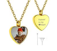 GoldChic Pendentif Urne Funéraire Cendre Collier Femme Crémation Coeur Chaine Chien Chat Prénom Personnalisé Acier Inoxydable Souvenir Animaux Nom Gravé Doré Bijoux Cadeau Pâque